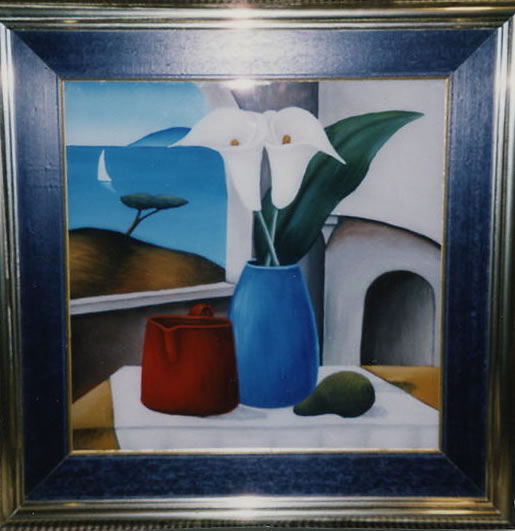 Kale u vazi - ulje na staklu - 35x35